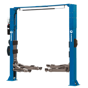 Robuste und hochwertige Zweiständer-Hebebühne mit elektrischer Entriegelung und erweiterter Breite bis 4250 mm, für sicheres Anheben großer Fahrzeuge. Stahlseil mit 11 mm Durchmesser, CE-zertifiziert nach höchsten Sicherheitsstandards. Sunshine Austria